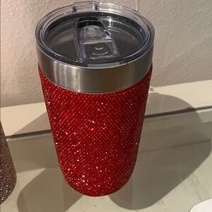 Red Glitter Tumbler with Lid